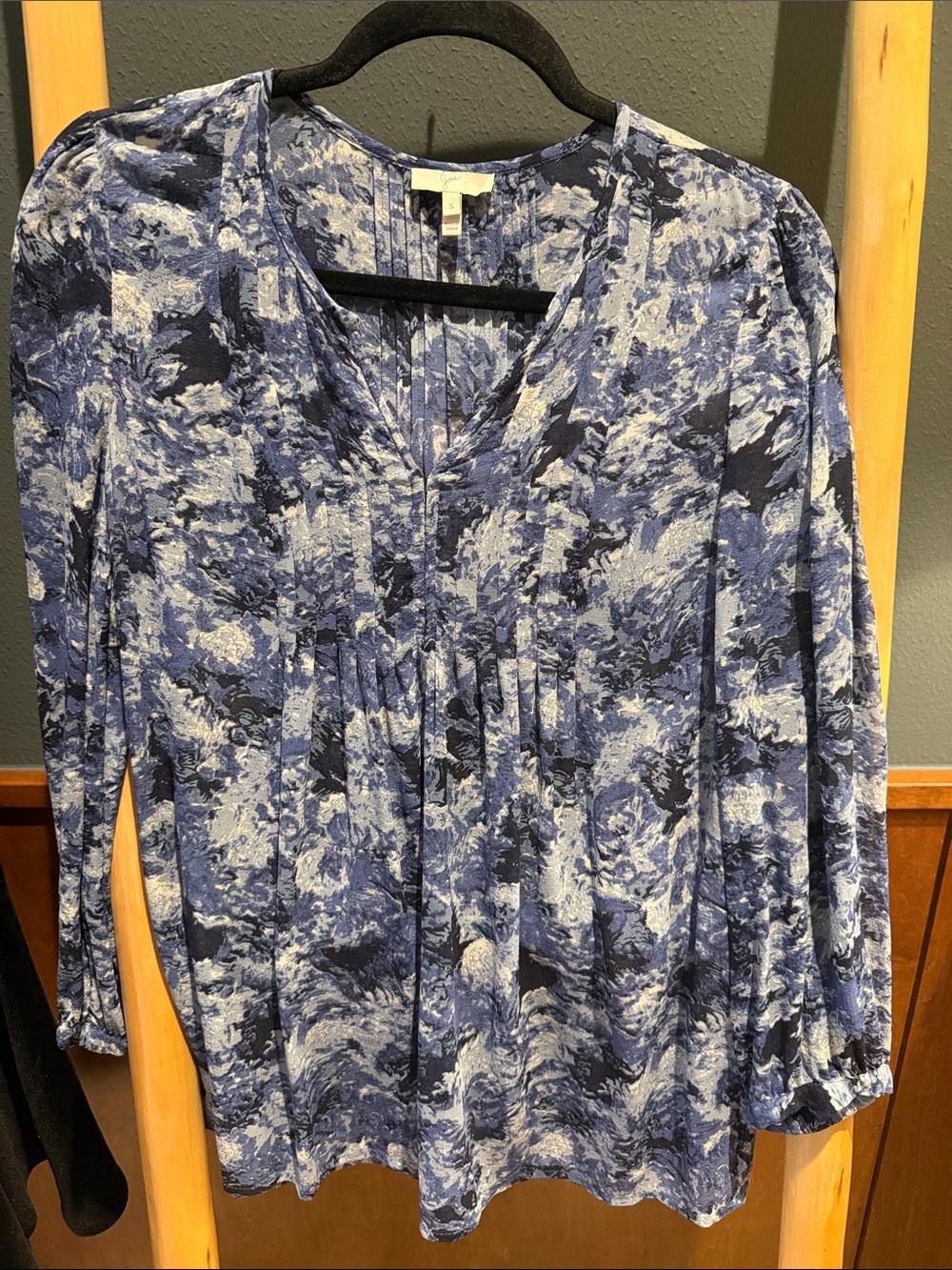 Joie Sheer Silk Floral Printed V-Neck Long Sleeve Top